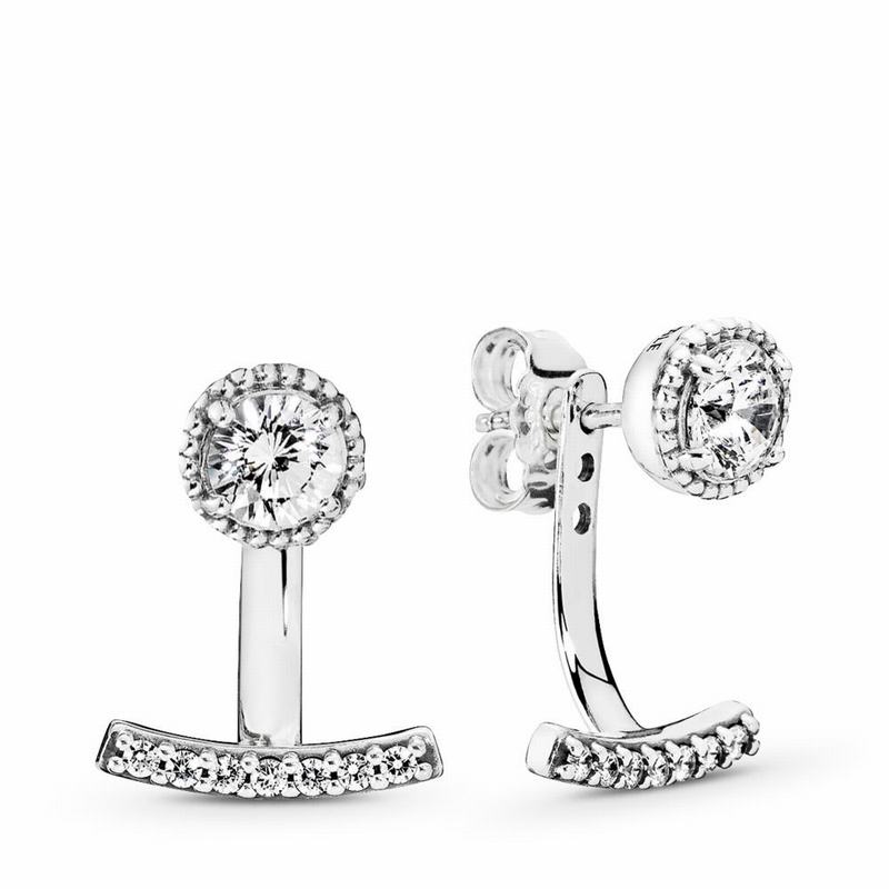 Pandora Abstract Elegance Drop Earrings - Sterling Silver/Cubic Zirconia - Canada | VE9240PR